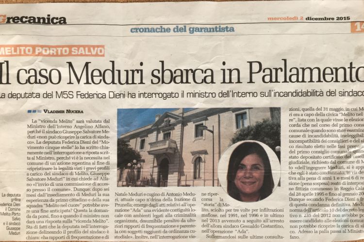 Il caso Meduri sbarca in Parlamento